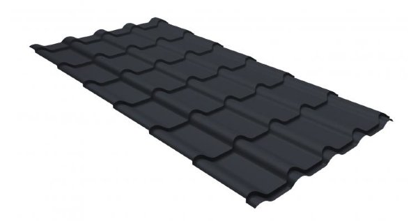 Металлочерепица камея GL 0,5 GreenCoat Pural RR 23 темно-серый (RAL 7024 мокрый асфальт) купить в Самаре
