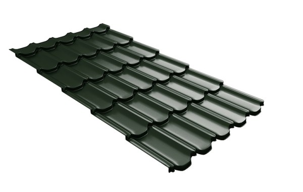 Металлочерепица квинта плюс с 3D резом 0,5 GreenСoat Pural Matt RR 11 темно-зеленый (RAL 6020 хромовая зелень) купить в Самаре