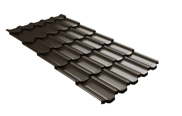 Металлочерепица квинта плюс с 3D резом 0,5 GreenСoat Pural Matt RR 32 темно-коричневый (RAL 8019 серо-коричневый) купить в Самаре