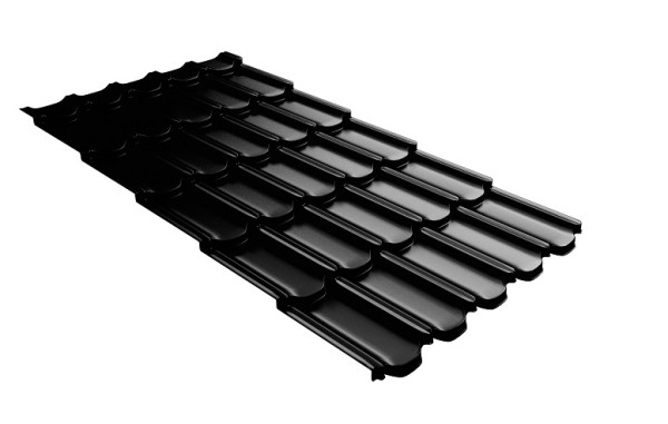 Металлочерепица квинта плюс с 3D резом 0,5 GreenСoat Pural Matt RR 33 черный (RAL 9005 черный) купить в Самаре