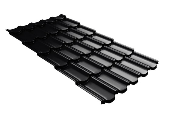 Металлочерепица квинта плюс с 3D резом 0,5 Quarzit lite RAL 9005 черный купить в Самаре
