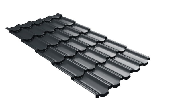 Металлочерепица квинта плюс с 3D резом 0,5 Satin RAL 7016 антрацитово-серый купить в Самаре