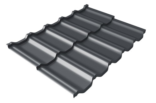 Металлочерепица модульная Квинта Uno Grand Line c 3D резом 0,5 Velur RAL 7024 мокрый асфальт купить в Самаре