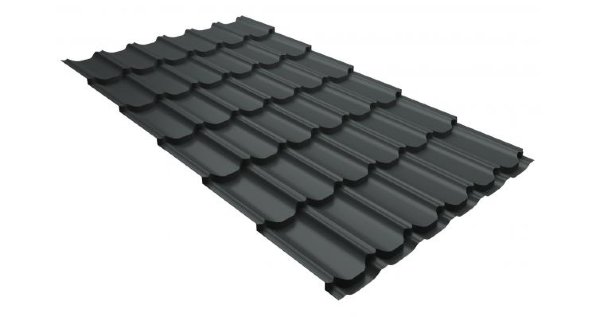 Металлочерепица квинта плюс 0,5 GreenCoat Pural RR 23 темно-серый (RAL 7024 мокрый асфальт) купить в Самаре
